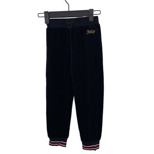 Girls Juicy Couture Black Velvet Velour Cuffed Sweat Pants Size 5